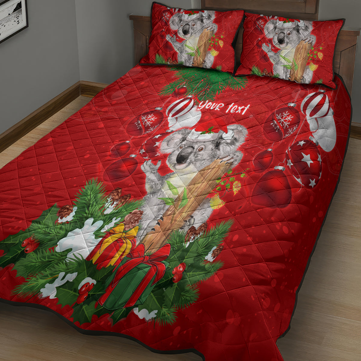 personalised-koala-lover-quilt-bed-set-australia-koalaty-merry-christmas-aboriginal