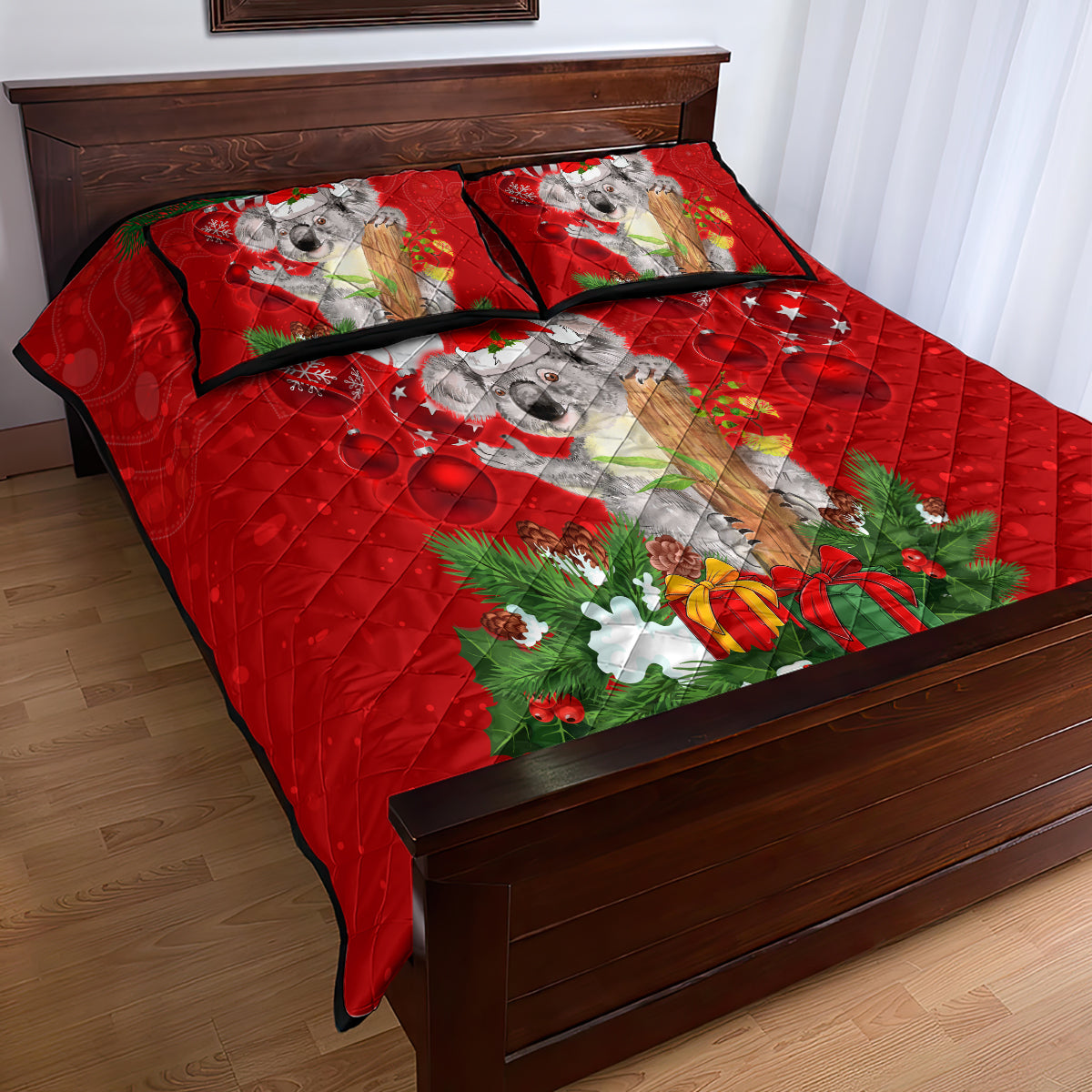 personalised-koala-lover-quilt-bed-set-australia-koalaty-merry-christmas-aboriginal