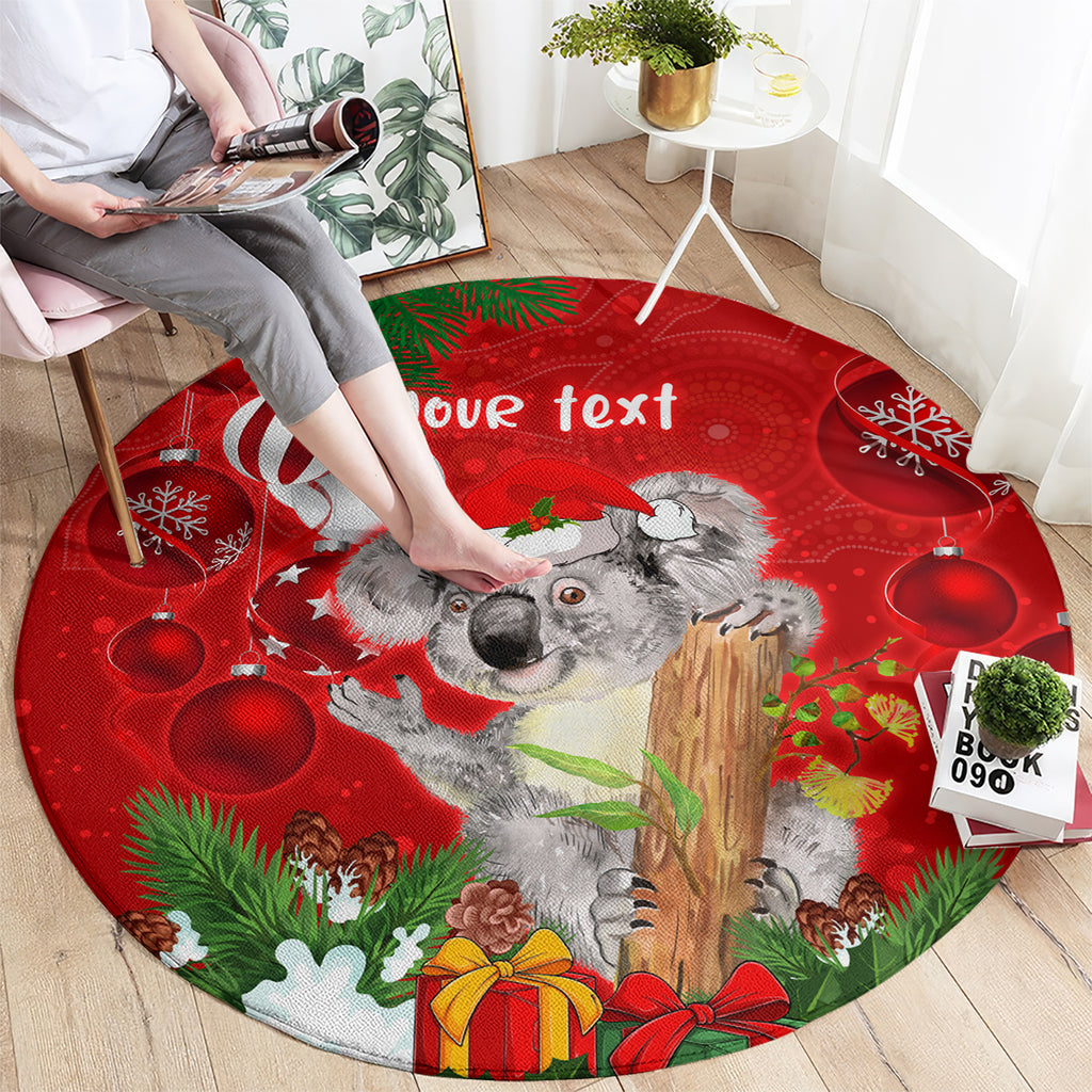 personalised-koala-lover-round-carpet-australia-koalaty-merry-christmas-aboriginal