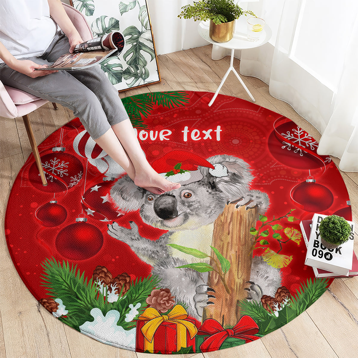 personalised-koala-lover-round-carpet-australia-koalaty-merry-christmas-aboriginal