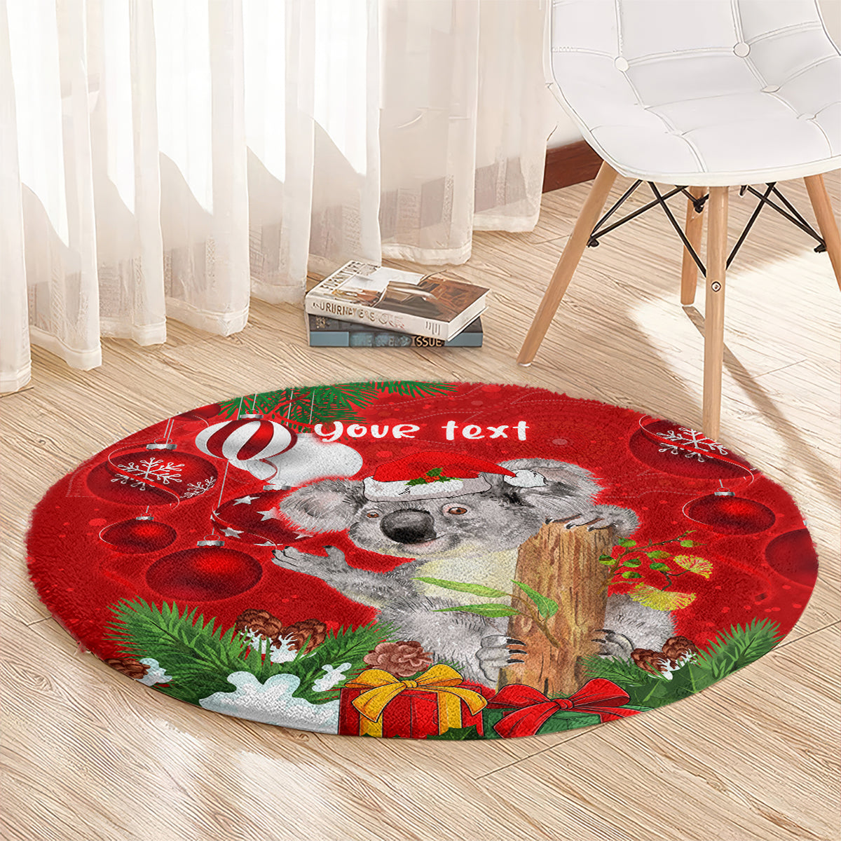 personalised-koala-lover-round-carpet-australia-koalaty-merry-christmas-aboriginal