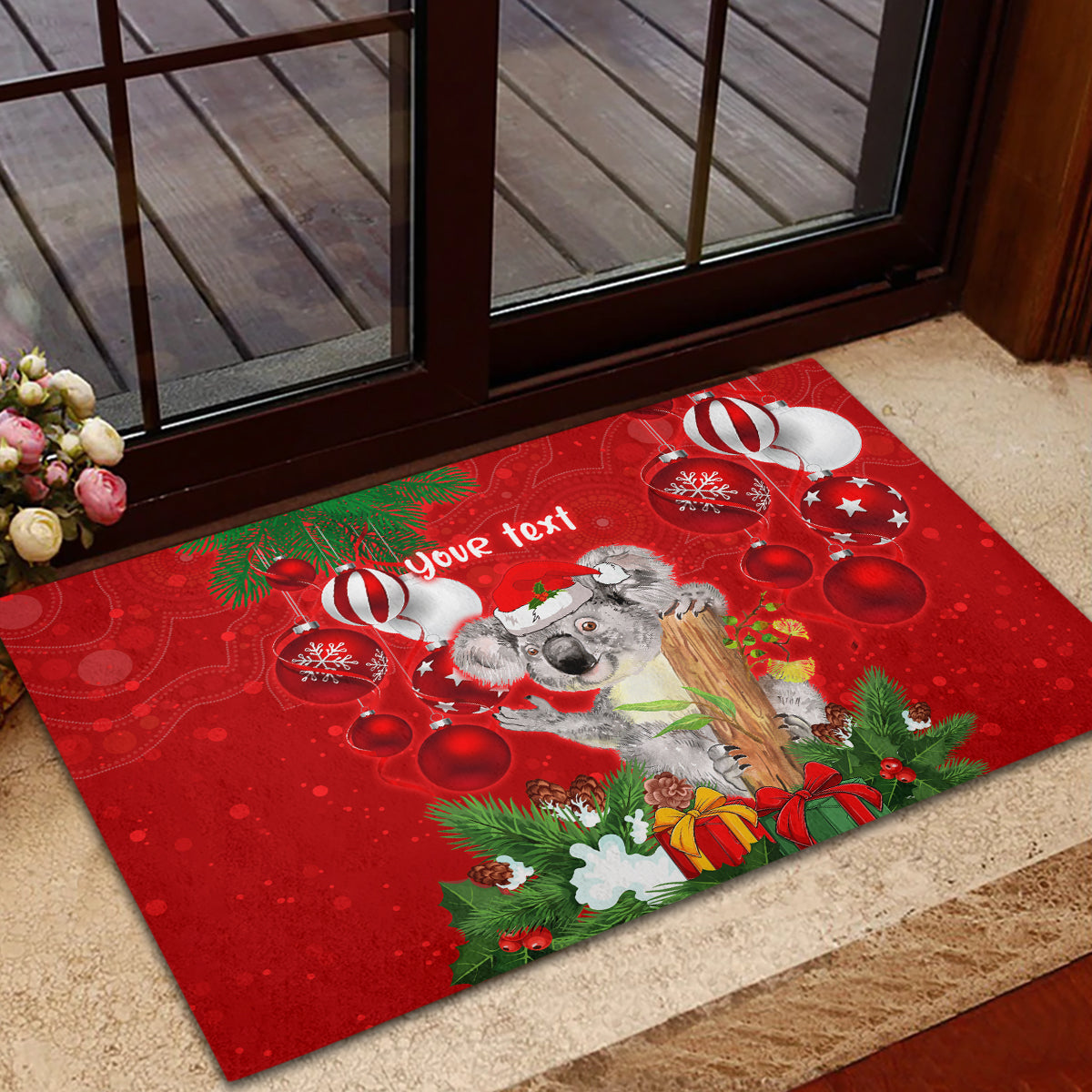 personalised-koala-lover-rubber-doormat-australia-koalaty-merry-christmas-aboriginal