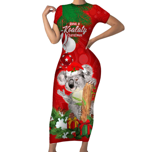 personalised-koala-lover-short-sleeve-bodycon-dress-australia-koalaty-merry-christmas-aboriginal
