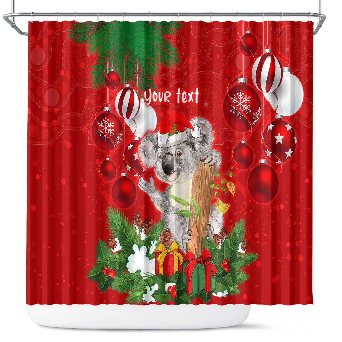 personalised-koala-lover-shower-curtain-australia-koalaty-merry-christmas-aboriginal
