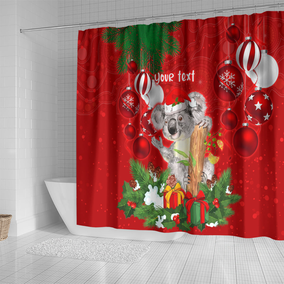 personalised-koala-lover-shower-curtain-australia-koalaty-merry-christmas-aboriginal