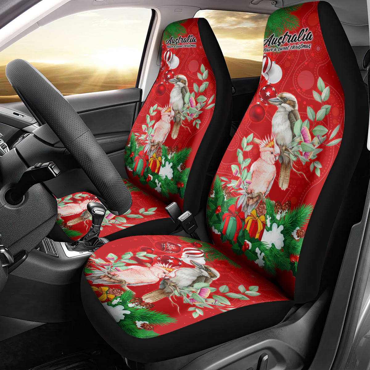 kookaburra-lover-car-seat-cover-australia-koalaty-merry-christmas-aboriginal