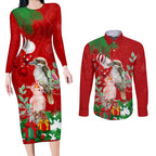 kookaburra-lover-couples-matching-long-sleeve-bodycon-dress-and-long-sleeve-button-shirt-australia-koalaty-merry-christmas-aboriginal