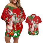 kookaburra-lover-couples-matching-off-shoulder-short-dress-and-hawaiian-shirt-australia-koalaty-merry-christmas-aboriginal