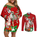 kookaburra-lover-couples-matching-off-shoulder-short-dress-and-long-sleeve-button-shirt-australia-koalaty-merry-christmas-aboriginal