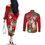 kookaburra-lover-couples-matching-off-the-shoulder-long-sleeve-dress-and-long-sleeve-button-shirt-australia-koalaty-merry-christmas-aboriginal