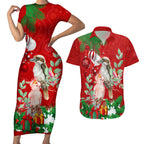 kookaburra-lover-couples-matching-short-sleeve-bodycon-dress-and-hawaiian-shirt-australia-koalaty-merry-christmas-aboriginal