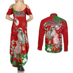 kookaburra-lover-couples-matching-summer-maxi-dress-and-long-sleeve-button-shirt-australia-koalaty-merry-christmas-aboriginal