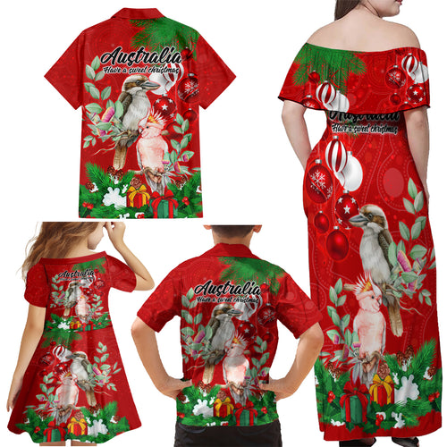 kookaburra-lover-family-matching-off-shoulder-maxi-dress-and-hawaiian-shirt-australia-koalaty-merry-christmas-aboriginal