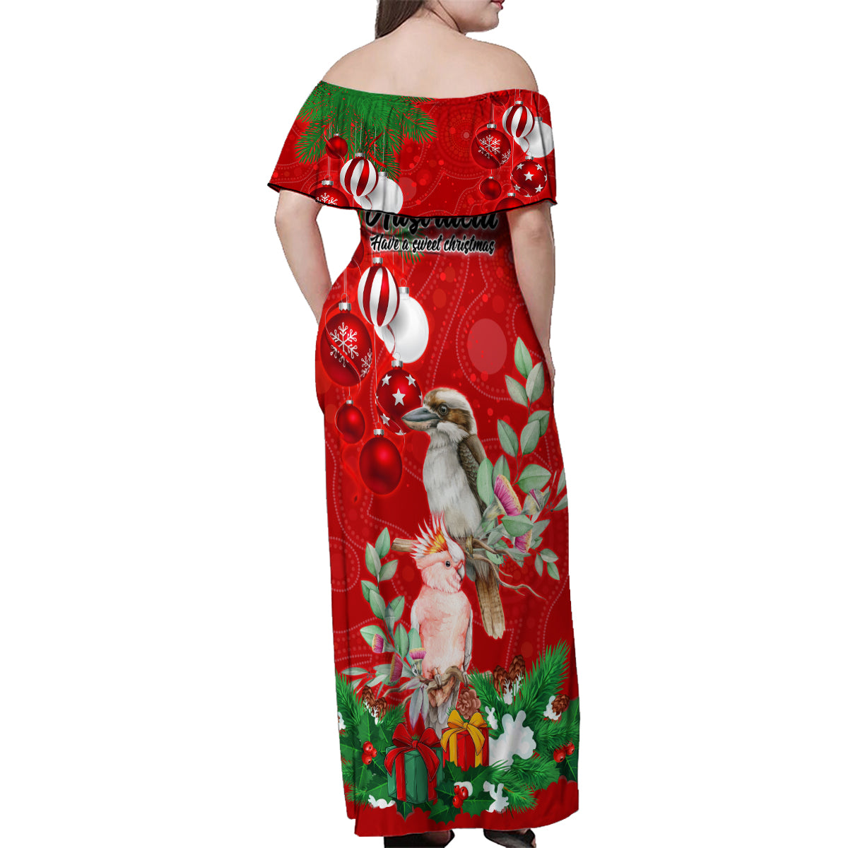kookaburra-lover-family-matching-off-shoulder-maxi-dress-and-hawaiian-shirt-australia-koalaty-merry-christmas-aboriginal