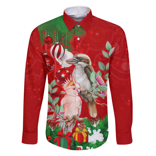 kookaburra-lover-family-matching-off-shoulder-short-dress-and-hawaiian-shirt-australia-koalaty-merry-christmas-aboriginal