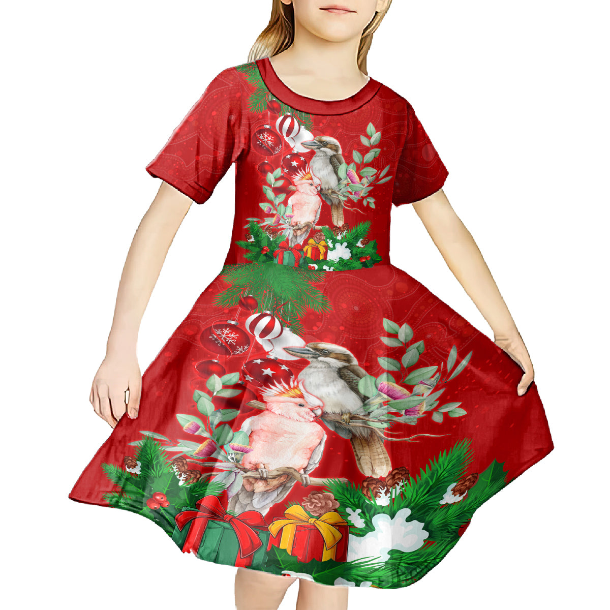 kookaburra-lover-kid-short-sleeve-dress-australia-koalaty-merry-christmas-aboriginal