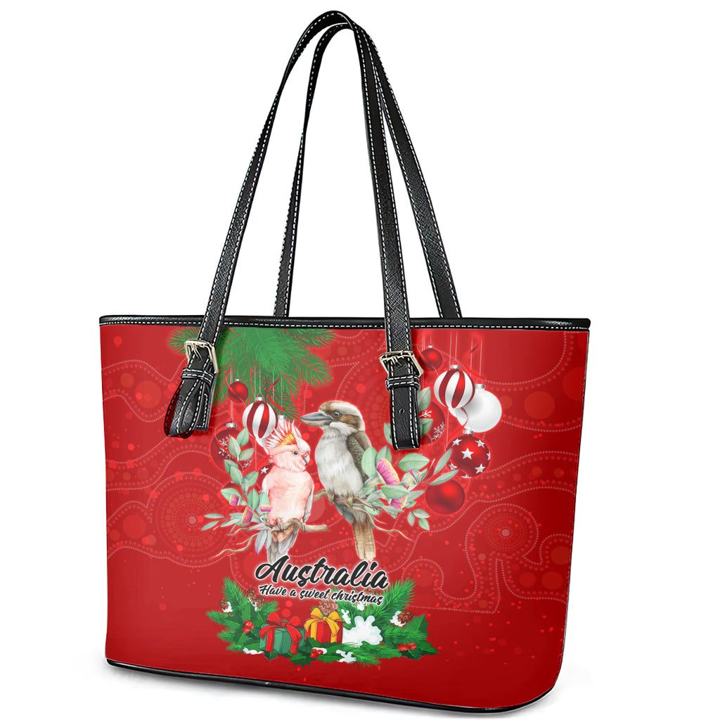 kookaburra-lover-leather-tote-bag-australia-koalaty-merry-christmas-aboriginal
