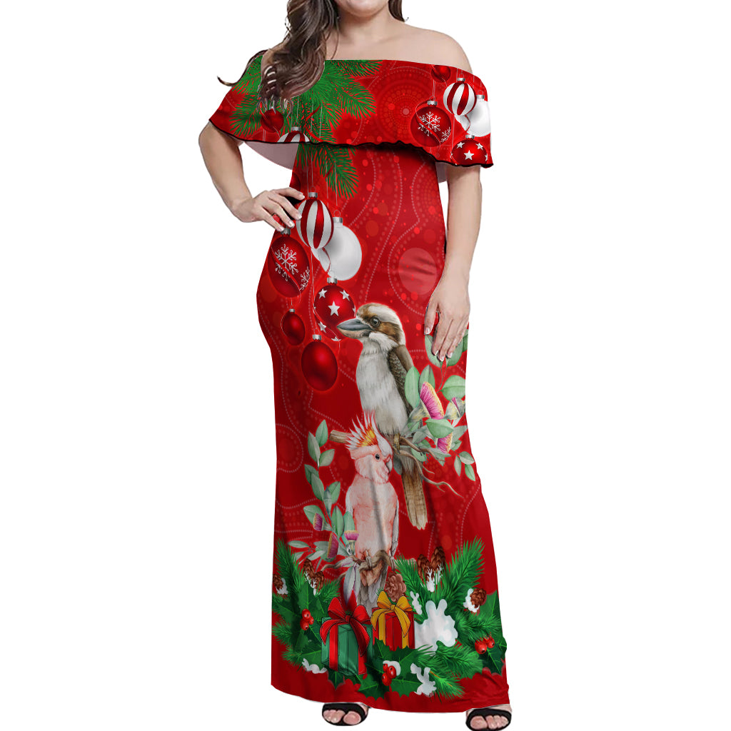 kookaburra-lover-off-shoulder-maxi-dress-australia-koalaty-merry-christmas-aboriginal