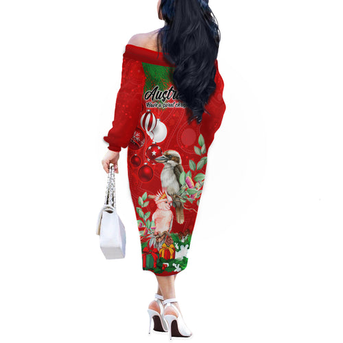 kookaburra-lover-off-the-shoulder-long-sleeve-dress-australia-koalaty-merry-christmas-aboriginal