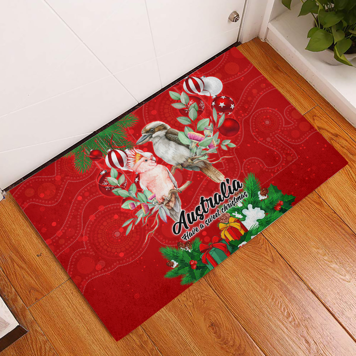 kookaburra-lover-rubber-doormat-australia-koalaty-merry-christmas-aboriginal