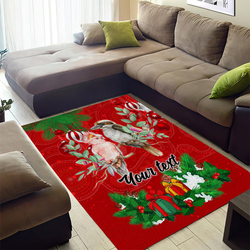 personalised-kookaburra-lover-area-rug-australia-merry-christmas-aboriginal-red-style