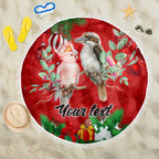 personalised-kookaburra-lover-beach-blanket-australia-merry-christmas-aboriginal-red-style