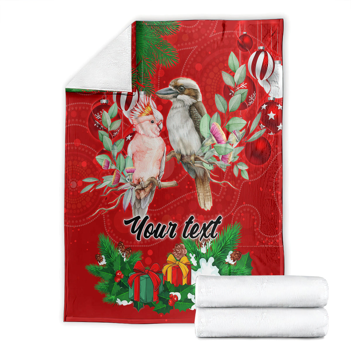 personalised-kookaburra-lover-blanket-australia-merry-christmas-aboriginal-red-style