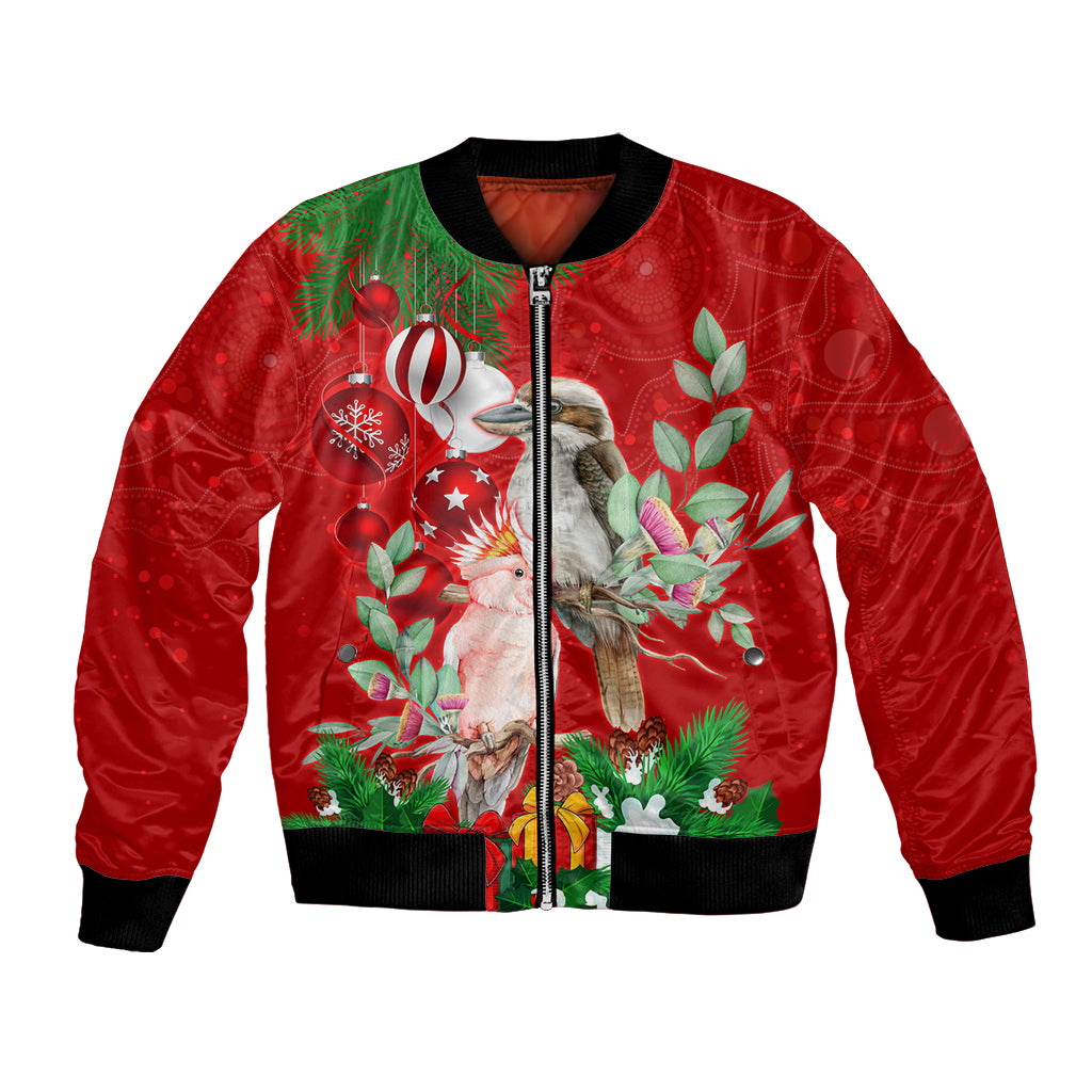 personalised-kookaburra-lover-bomber-jacket-australia-merry-christmas-aboriginal-red-style