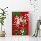 personalised-kookaburra-lover-canvas-wall-art-australia-merry-christmas-aboriginal-red-style