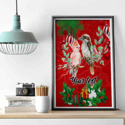 personalised-kookaburra-lover-canvas-wall-art-australia-merry-christmas-aboriginal-red-style