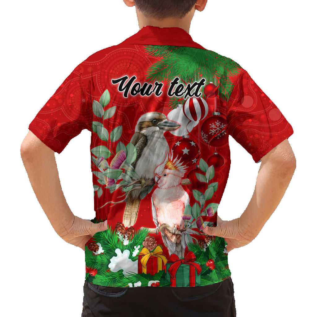 personalised-kookaburra-lover-family-matching-off-shoulder-short-dress-and-hawaiian-shirt-australia-merry-christmas-aboriginal-red-style