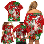 personalised-kookaburra-lover-family-matching-off-shoulder-short-dress-and-hawaiian-shirt-australia-merry-christmas-aboriginal-red-style