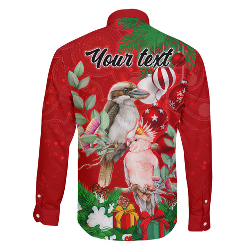 personalised-kookaburra-lover-family-matching-off-shoulder-short-dress-and-hawaiian-shirt-australia-merry-christmas-aboriginal-red-style