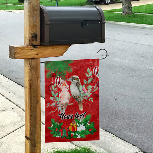 personalised-kookaburra-lover-garden-flag-australia-merry-christmas-aboriginal-red-style