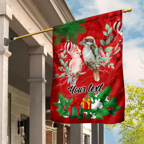 personalised-kookaburra-lover-garden-flag-australia-merry-christmas-aboriginal-red-style