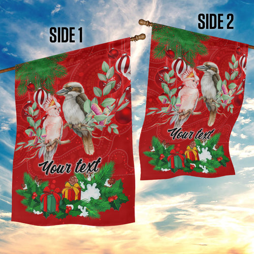 personalised-kookaburra-lover-garden-flag-australia-merry-christmas-aboriginal-red-style