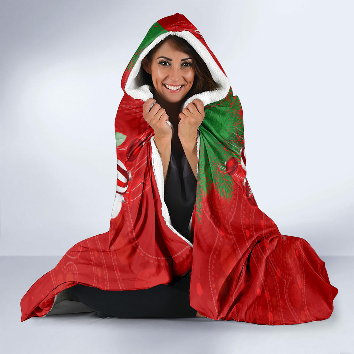 personalised-kookaburra-lover-hooded-blanket-australia-merry-christmas-aboriginal-red-style