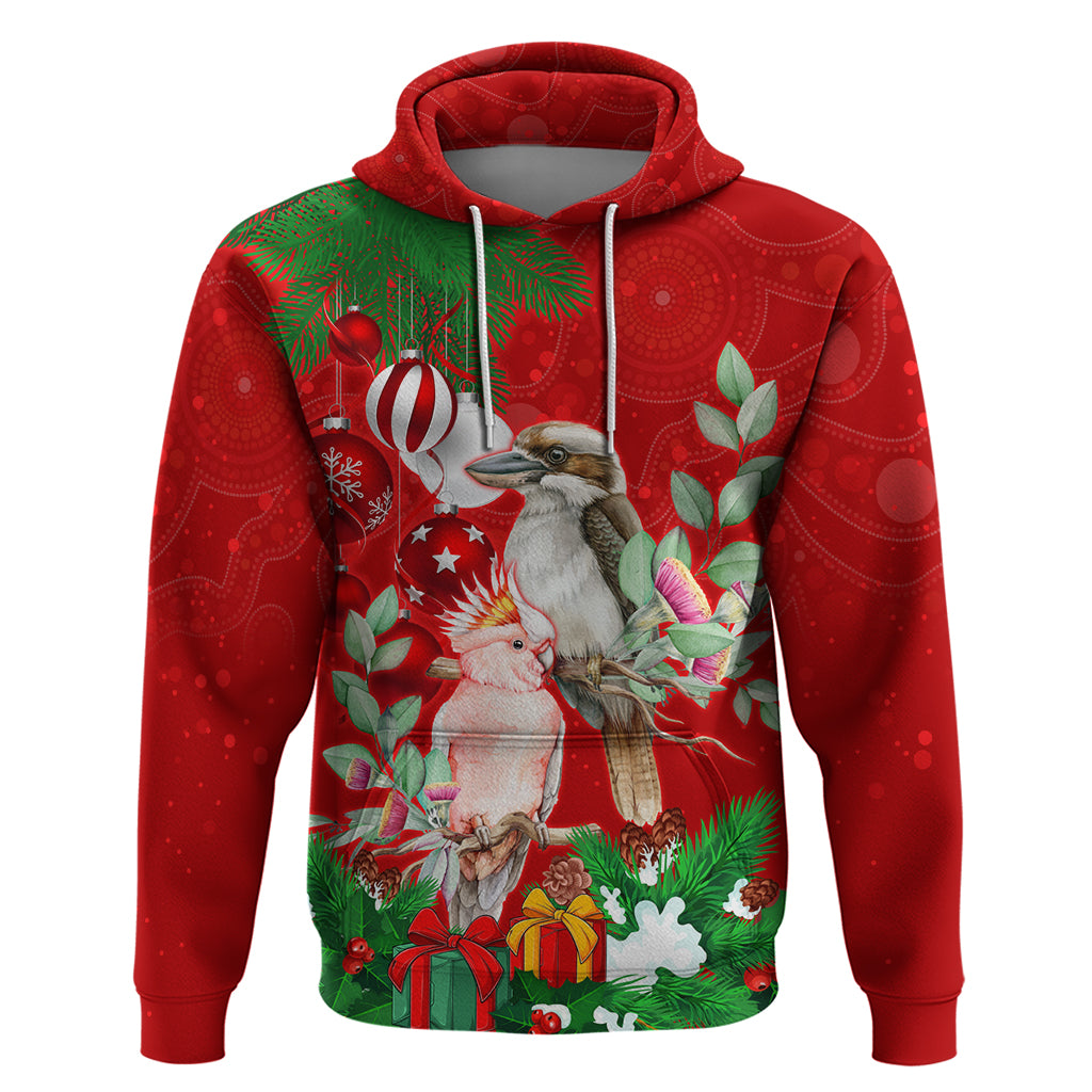 personalised-kookaburra-lover-hoodie-australia-merry-christmas-aboriginal-red-style