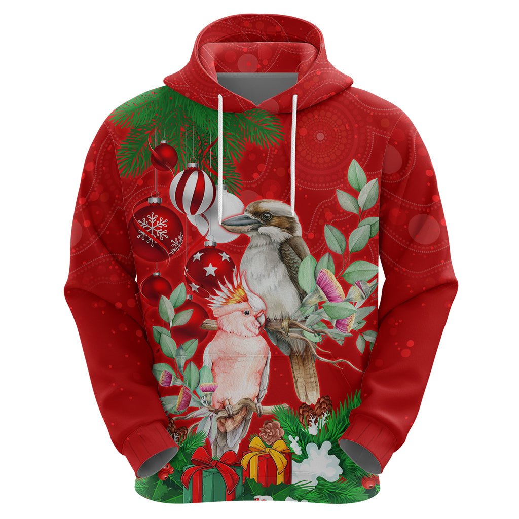 personalised-kookaburra-lover-hoodie-australia-merry-christmas-aboriginal-red-style