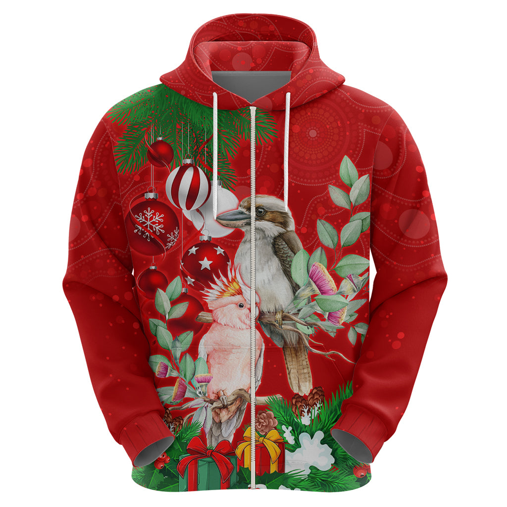 personalised-kookaburra-lover-hoodie-australia-merry-christmas-aboriginal-red-style