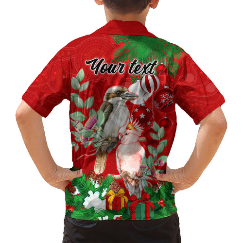 personalised-kookaburra-lover-kid-hawaiian-shirt-australia-merry-christmas-aboriginal-red-style