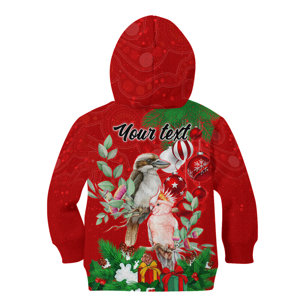 personalised-kookaburra-lover-kid-hoodie-australia-merry-christmas-aboriginal-red-style