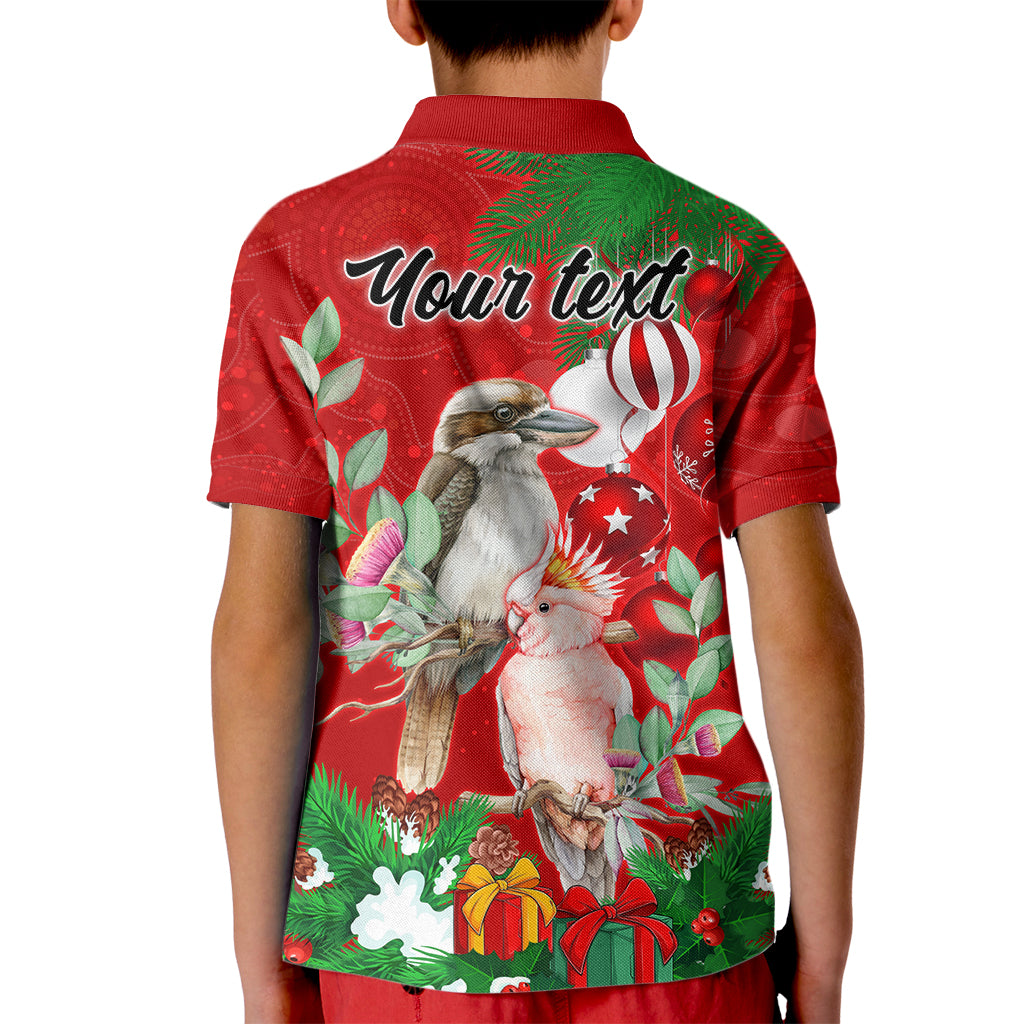 personalised-kookaburra-lover-kid-polo-shirt-australia-merry-christmas-aboriginal-red-style