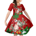personalised-kookaburra-lover-kid-short-sleeve-dress-australia-merry-christmas-aboriginal-red-style