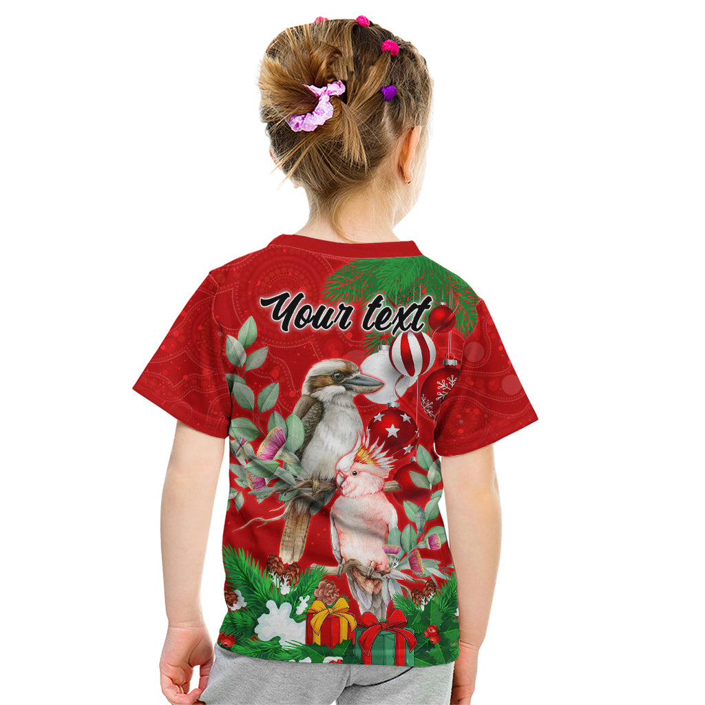 personalised-kookaburra-lover-kid-t-shirt-australia-merry-christmas-aboriginal-red-style