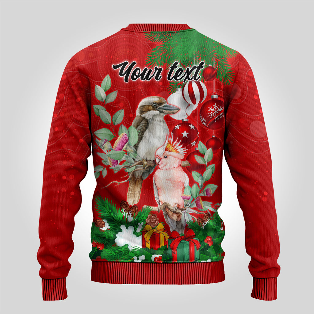 personalised-kookaburra-lover-ugly-christmas-sweater-australia-merry-christmas-aboriginal-red-style