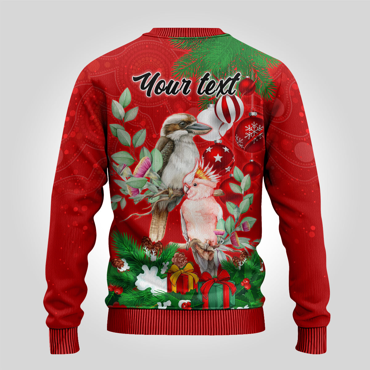 personalised-kookaburra-lover-ugly-christmas-sweater-australia-merry-christmas-aboriginal-red-style