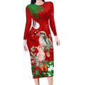 personalised-kookaburra-lover-long-sleeve-bodycon-dress-australia-merry-christmas-aboriginal-red-style