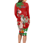 personalised-kookaburra-lover-long-sleeve-bodycon-dress-australia-merry-christmas-aboriginal-red-style