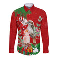 personalised-kookaburra-lover-long-sleeve-button-shirt-australia-merry-christmas-aboriginal-red-style